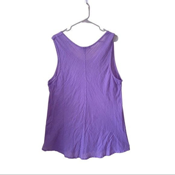 Flax Relaxed Fit Lavender Purple Linen and Cotton Blend Tank Top - Picture 4 of 11
